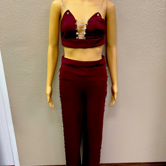 Burgundy 2pc chain link set - Picture 2 of 7